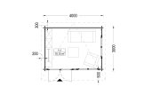 Tuinhuis blokhut met plat dak LILLE F (44 mm), 4x3 m, 12 m² specificatie 1