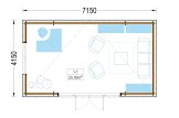Tuinkantoor PREMIUM (Geïsoleerd, 34 mm + gevelbekleding), 7x4 m, 28 m² specificatie 1