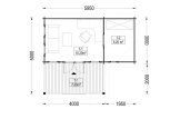Tuinhuis blokhut ISLA (34 mm), 6x5 m, 18 m² met 7 m² veranda specificatie 1
