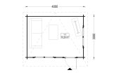 Tuinhuis blokhut met plat dak DREUX F (34 mm), 4x3 m, 12 m² specificatie 1