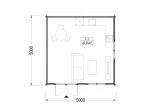 Tuinhuis blokhut LILLE (44 mm), 5x5 m, 25 m² specificatie 1