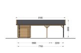Dubbele houten carport 5,5x6 m met berging 2x6 m specificatie 4