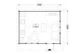 Tuinhuis blokhut met plat dak DREUX F (34 mm), 5x4 m, 18 m² specificatie 1