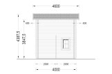 Tuinhuis blokhut met plat dak AVIGNON F (Geïsoleerd, 44+44 mm), 20 m² met 16 m² zolder specificatie 5
