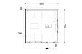 Tuinhuis blokhut DREUX (44 mm), 4x4 m, 16 m² specificatie 1