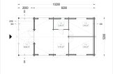Houten huis HYMER (Geïsoleerd, 44+44 mm), 42 m² met 10 m² veranda specificatie 1