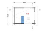 Tuinhuis blokhut met plat dak AVIGNON F (Geïsoleerd, 34+34 mm), 20 m² met 16 m² zolder specificatie 2