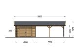Houten garage MULTI (44 mm), 4x6 m met dubbele carport 5,5x6 m specificatie 2