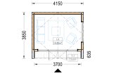 Prefab houten tuinhuis PIA (Geïsoleerd, 34 mm + gevelbekleding), 4x3 m, 12 m² specificatie 1