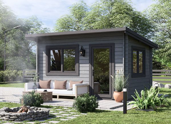 Tuinhuis blokhut met plat dak DREUX F (44 mm), 4x3 m, 12 m² avp.ui.product_images.thumbnail 1