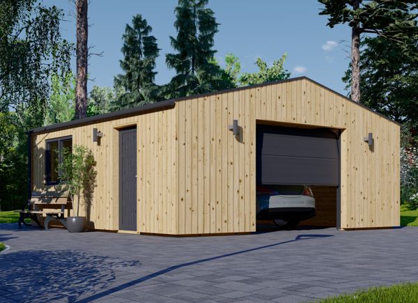 Houten garage SILVIA (34 mm + gevelbekleding), 6x6 m, 36 m² avp.ui.product_images.thumbnail 1