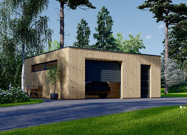 Houten garage SILVIA F PLUS (34 mm + gevelbekleding), 6x6 m, 36 m² avp.ui.product_images.thumbnail 1