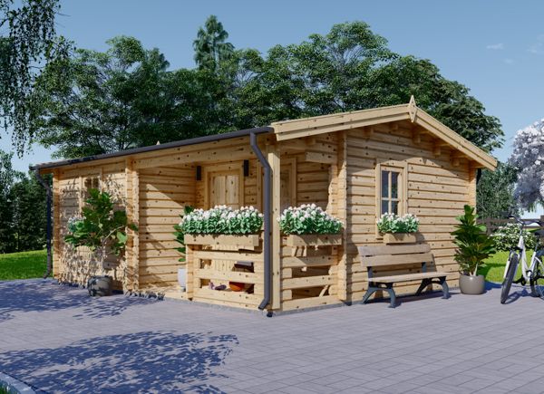 Tuinhuis blokhut NANTES (Geïsoleerd PLUS, 44+44 mm), 6x4,7 m, 24 m² met 3,5 m² veranda avp.ui.product_images.thumbnail 1
