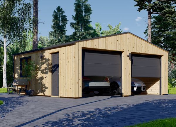 Dubbele houten garage SILVIA DUO (34 mm + gevelbekleding), 6x6 m, 36 m² avp.ui.product_images.thumbnail 1