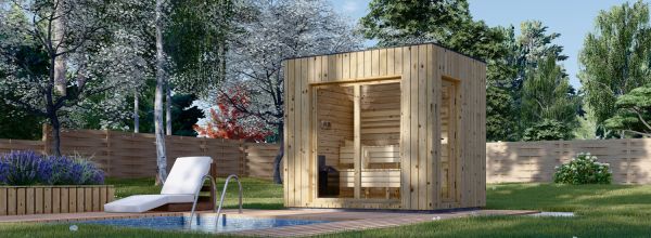 Buitensauna DELLA (34 mm + gevelbekleding), 2,6 x 2,1 m, 3,8 m²