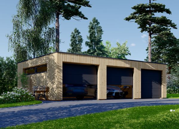 Driedubbele houten garage SILVIA TRIO F (34 mm + gevelbekleding), 9x6 m, 54 m² avp.ui.product_images.thumbnail 1
