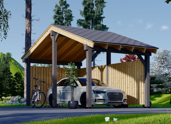 Houten carport LUNA met l-vormige zijwand, 3,2x6 m avp.ui.product_images.thumbnail 1