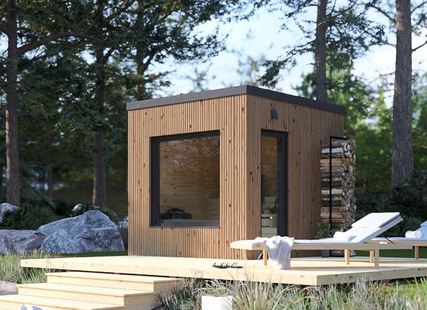 Houten sauna OKO 1 (Thermowood) – 2,3×2,3 m, 4,1 m² thumbnail 1