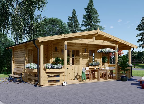 Tuinhuis blokhut PARIS (34 mm), 6,7x5,7 m, 21 m² met 11 m² veranda avp.ui.product_images.thumbnail 1