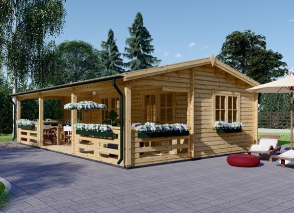 Tuinhuis blokhut AMELIA (44 mm), 9x6 m, 32 m² met 20 m² veranda avp.ui.product_images.thumbnail 1