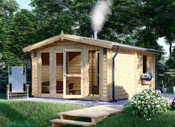 Buitensauna ELDA (44 mm), 4 x 4 m, 16 m² (4 kamers) avp.ui.product_images.thumbnail 1