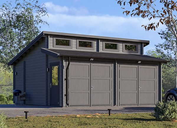 Dubbele houten garage TWIN DUO (44 mm), 6x6 m, 36 m² avp.ui.product_images.thumbnail 1