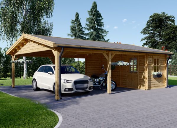 Dubbele houten carport 5,5x6 m met berging 2x6 m avp.ui.product_images.thumbnail 1