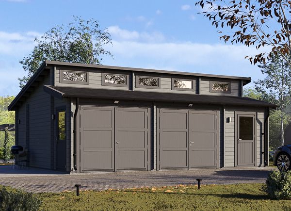 Dubbele houten garage TWIN DUO (44 mm), 8x6 m, 48 m² avp.ui.product_images.thumbnail 1