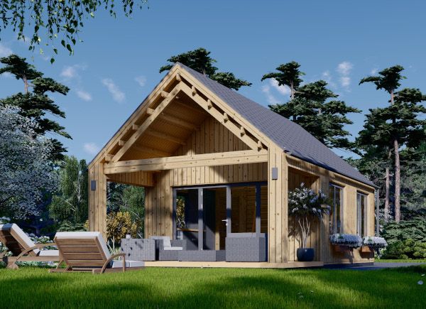 Tuinhuis blokhut AGATA (Geïsoleerd, 44 mm + gevelbekleding), 39 m² met 12 m² zolder avp.ui.product_images.thumbnail 1
