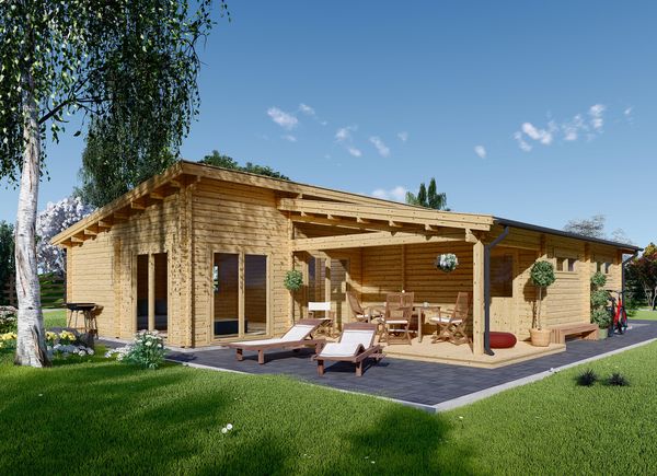 Houten huis met plat dak BERTA F (66 mm), 72 m² met 18 m² terras en 20 m² garage avp.ui.product_images.thumbnail 1