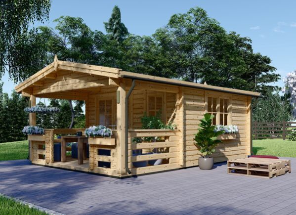 Tuinhuis blokhut SHANON (34 mm), 4x5,7 m, 16 m² met 7 m² veranda avp.ui.product_images.thumbnail 1