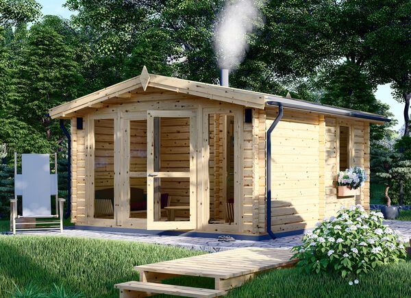 Buitensauna ELDA (44 mm), 4 x 4 m, 16 m² (3 kamers)  avp.ui.product_images.thumbnail 1