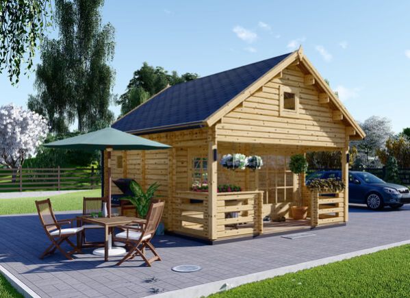 Tuinhuis blokhut ALBI (44 mm), 5,6x5m, 20 m² met 8 m² veranda avp.ui.product_images.thumbnail 1