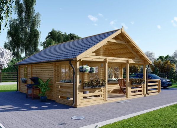 Tuinhuis blokhut ANGERS (34+34 mm), 36 m² met 18 m² terras avp.ui.product_images.thumbnail 1