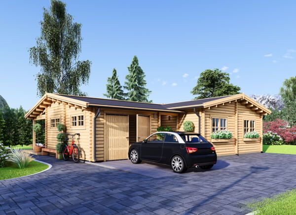 Houten huis BERTA (66 mm), 72 m² met 18 m² terras en 20 m² garage avp.ui.product_images.thumbnail 1