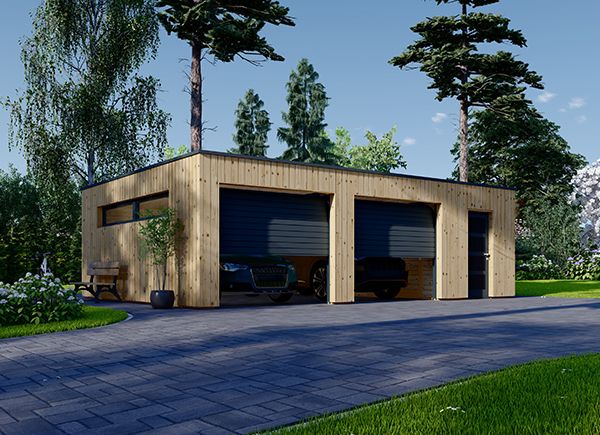 Dubbele houten garage SILVIA DUO F PLUS (34 mm + gevelbekleding), 8x6 m, 48 m² avp.ui.product_images.thumbnail 1