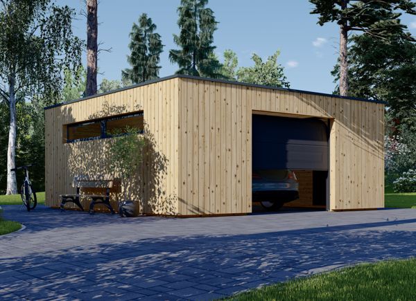 Houten garage SILVIA F (34 mm + gevelbekleding), 6x6 m, 36 m² avp.ui.product_images.thumbnail 1