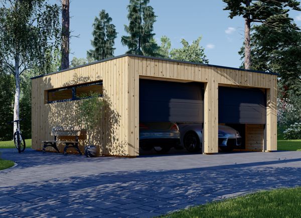 Dubbele houten garage SILVIA DUO F (34 mm + gevelbekleding), 6x6 m, 36 m² avp.ui.product_images.thumbnail 1