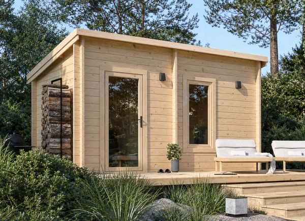 Houten sauna VIGOR 2 met omkleedruimte | Massief hout – 4,50×2,50 m, 9,15 m² thumbnail 1