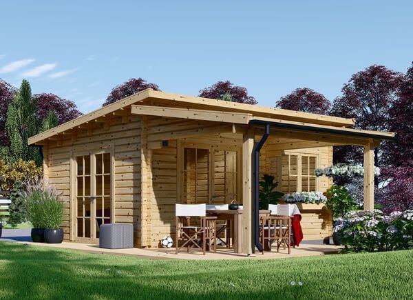 Tuinhuis blokhut HELEN (44 mm), 6x6 m, 24 m² met 12,5 m² overkapping avp.ui.product_images.thumbnail 1
