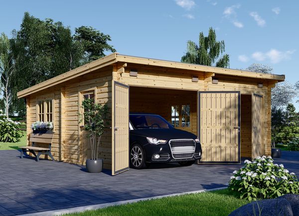 Dubbele houten garage MODERN (44 mm), 6x6 m, 36 m² avp.ui.product_images.thumbnail 1