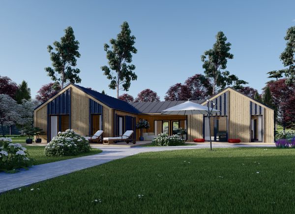 Houten huis SCARLET S (44 mm + gevelbekleding), 139 m² thumbnail 1