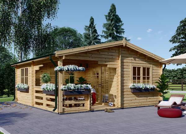 Tuinhuis blokhut OLIVIA (44 mm), 6x6 m, 27 m² met 8 m² veranda avp.ui.product_images.thumbnail 1