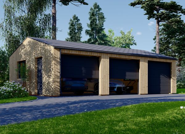 Driedubbele houten garage SILVIA TRIO (34 mm + gevelbekleding), 9x6 m, 54 m² avp.ui.product_images.thumbnail 1