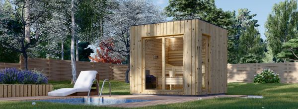 Buitensauna DELLA (34 mm + bekleding), 2,6 x 2,6 m, 5 m²