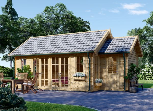 Tuinhuis blokhut met berging ELLA (66 mm), 7x4 m, 28 m² avp.ui.product_images.thumbnail 1