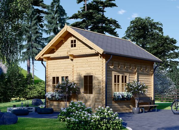 Tuinhuis blokhut AVIGNON (Geïsoleerd, 34+34 mm), 20 m² met 16 m² zolder avp.ui.product_images.thumbnail 1