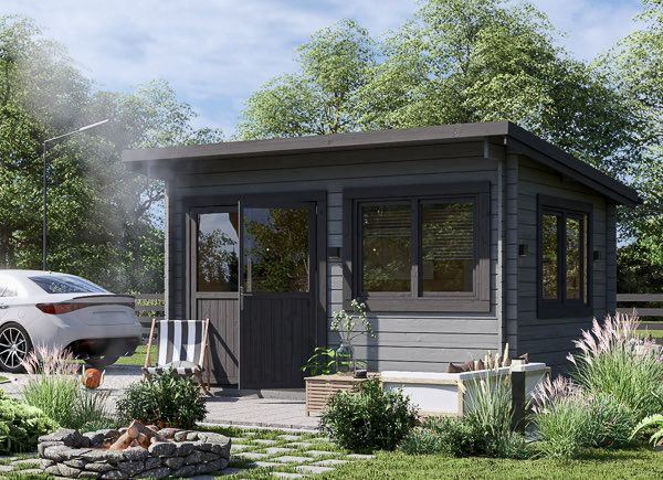 Tuinhuis blokhut met plat dak LILLE F (34 mm), 4x3 m, 12 m² avp.ui.product_images.thumbnail 1