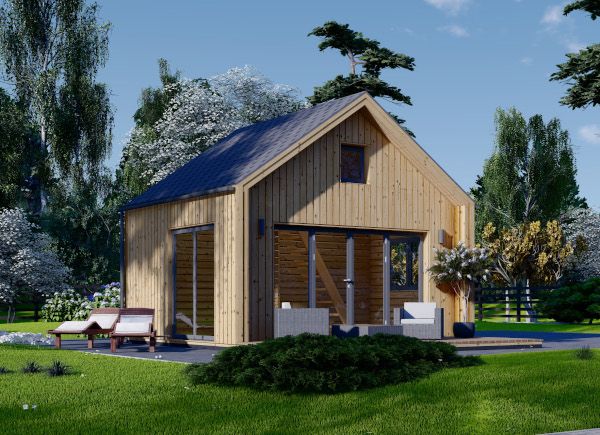 Prefab houten tuinhuis SARA (Geïsoleerd, 34 mm + gevelbekleding), 20 m² met 15 m² zolder avp.ui.product_images.thumbnail 1