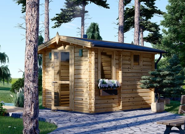 Buitensauna ELDA (44 mm), 2,5 x 3,2 m, 8 m² avp.ui.product_images.thumbnail 1